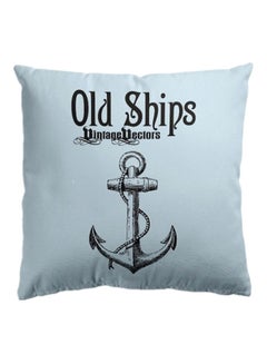 Buy Compass Style Cotton Blend Pillow Case Blue/Black 45x45cm in UAE