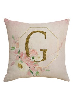 Buy Flower Letter Alphabet Pillow Case Cover linen Multicolour in UAE