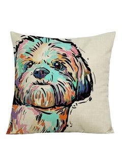 Buy Fashion Cartoon Dog Waist Throw Pillow Case Linen White 45x45cm in Saudi Arabia