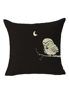 Buy Owl Pattern Pillow Case Cover Linen Black/White in UAE