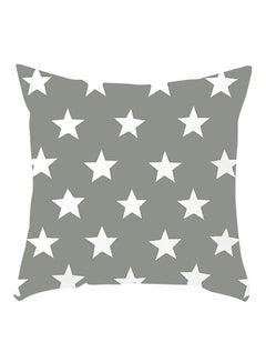 Buy Stylish Stars Pattern Soft Throw Pillow Case Cover Grey/White 45 x 45cm in Saudi Arabia