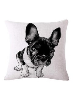 Buy Pug Dog Pillow Case Cover linen white/Black in UAE