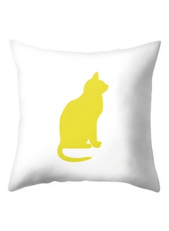 Buy A-Z Letters Metallic Throw Pillow Case Cover White/Yellow 45x45cm in Saudi Arabia