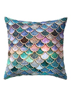 Buy Fish Scale Print Square Pillow Cushion Case Multicolour 45x45cm in UAE