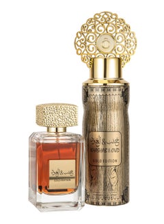 Buy Khasb Al Oud Gold Edition Gift Set (1 x EDP 100ml, 1 x Perfumed Body Spray 200ml)ml in UAE