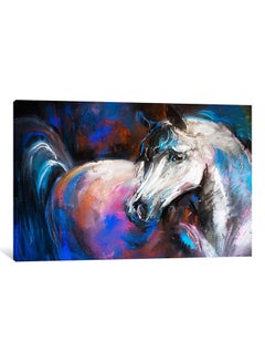 اشتري لوحة فنية من القماش الكتاني لديكور الحائط تمثل حصاناً بلون أبيض متعدد الألوان 50x33x3.5Ø³Ù†ØªÙŠÙ…ØªØ± في الامارات