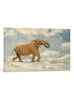 Buy Elephant Tightrope Walk Canvas Print Wall Art Multicolour 70x47x3.5centimeter in UAE