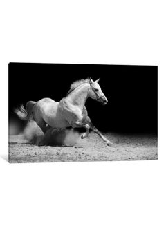 Buy White Horse Galloping Canvas Print Wall Art Multicolour 70x47x3.5centimeter in UAE