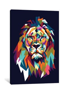 Buy Digital Lion Canvas Print Wall Art Multicolour 70x47x3.5cm in UAE