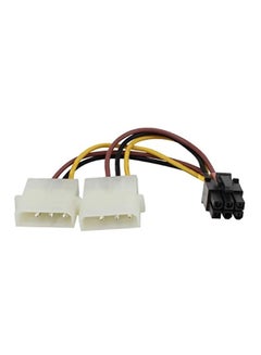 Buy PCI Express 6 Pin To Molex 2 Power Cable Adapter White/Black/Red in Saudi Arabia