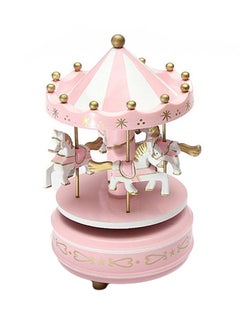 Buy Wooden Merry-Go-Round Carousel Music Box Kids Toys Gift Wind-Up Musical Box Pink 19centimeter in Saudi Arabia