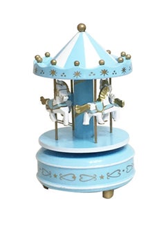 Buy Wooden Merry-Go-Round Carousel Music Box Kids Toys Gift Wind-Up Musical Box Blue 19centimeter in Saudi Arabia