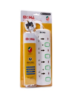 Buy 4-Way Socket Power Extension With Individual Switch White 5meter in UAE