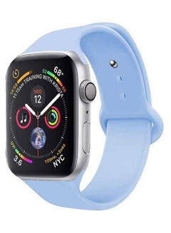 Buy Silicone Wrist Band For Apple Watch 42-44mm Light Blue in Saudi Arabia