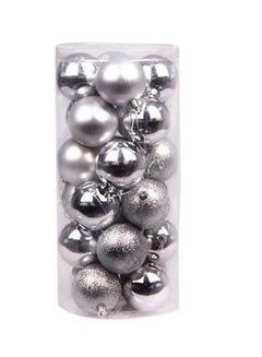 اشتري 24-Piece Tree Ornaments Balls Hanger Decorations Silver 6 سنتيمتر في الامارات