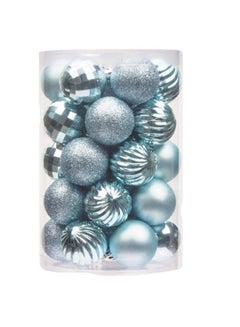 Buy 34-Piece Balls Art Beauty  Tree Baubles Ornament Silver/Blue 4centimeter in UAE