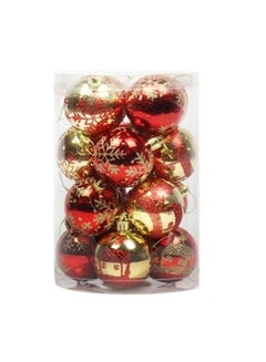 Buy 16-Piece Painted Balls Bubble  Decorations Red/Gold 6cm in UAE