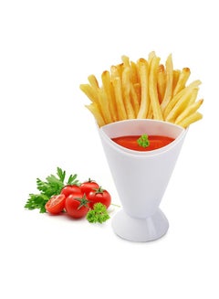 Buy Kitchen Cone Potato Tools With Dipping Cup White in UAE