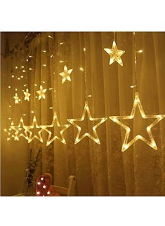 اشتري خيط مكون من 12 مصباح LED على شكل نجوم يستخدم كستارة أصفر 6.7x3.3قدم في السعودية