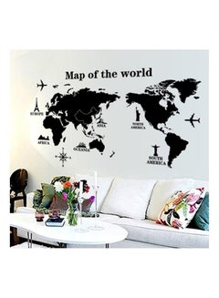 اشتري Pvc World Map Removable Wall Stickers أسود في الامارات