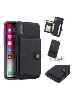 Buy Protective Wallet Card Case Cover For Apple iPhone Xs Max Black in Saudi Arabia