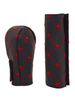 Buy 2-Piece Checked Design Car Hand Brake And Gear Cover Set in Saudi Arabia
