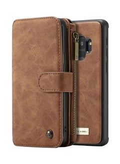 Buy Protective Wallet Card Case Cover For Samsung Galaxy S9 Plus Brown in Saudi Arabia