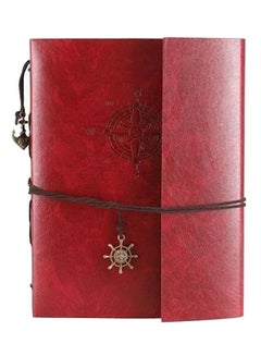 Buy Leather Al Memory Book With 30 Pages Red in Saudi Arabia