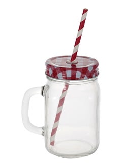 Buy Glass Juice Mug With Straw Multicolour in Egypt