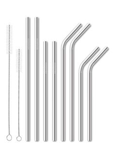 اشتري 8-Piece Steel Drinking Straws Set فضي في الامارات