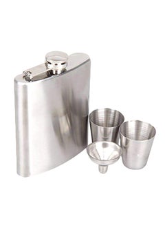 Buy Stainless Steel Hip Flask Bottle Set Silver in Saudi Arabia