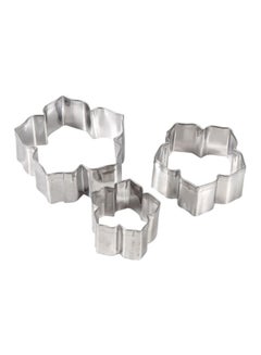 Buy 3-Piece Flower Shaped Cookies Cutter Set Silver 4.6x3.6x2.6cm in Saudi Arabia