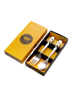 Buy 2-Piece Fork And Spoon Set Silver in UAE