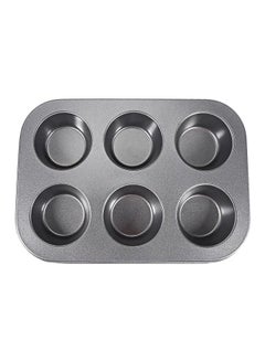 Buy 6-Cup Shallow Muffin Cake Baking Pan Black in Egypt