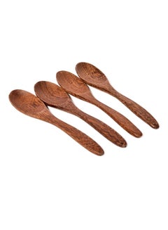 Buy 4-Piece Tableware Spoon Set Brown 14.5centimeter in UAE