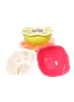 اشتري 4-Piece Plastic Bowl Set Yellow/Pink/White في السعودية