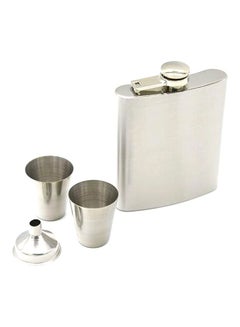 Buy Hip Flask With Funnel Set Silver in UAE