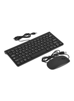 Buy Ultra-Thin Usb Wired Keyboard And Optical Mouse Set Black in UAE