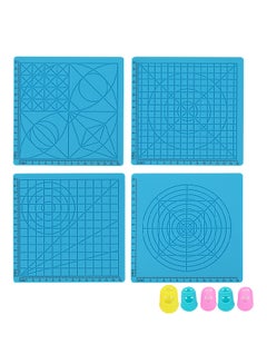 Buy 4-Piece 3D Printing Pen Design Mat Templates With Basic Shapes Blue in UAE