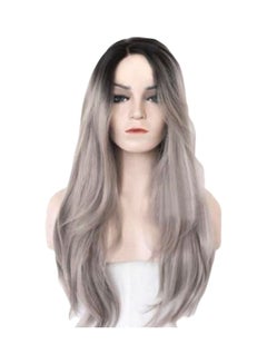 Buy Long Curly Hair Wig Grey/Black 22inch in Saudi Arabia