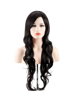 Buy Long Curly Hair Wig With Bangs Black 34inch in Saudi Arabia