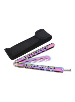 اشتري Butterfly Metal Comb Knife Training Tool Pink/Blue/Black 22.7cm في السعودية