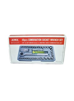 Buy 40-Piece Combination Socket Wrench Set Silver in Saudi Arabia