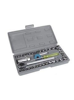 Buy 40-Piece Socket Wrench Tool Set Grey 28 x 10 x 7cm in Saudi Arabia