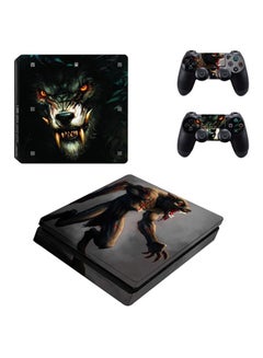 Buy 3-Piece Wolf Printed Gaming Console And Controller Sticker Set For PlayStation 4 Slim (PS4) in UAE