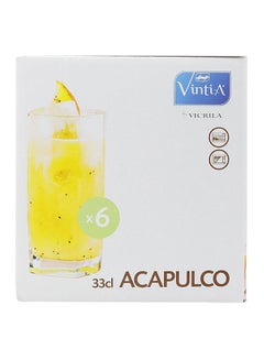 Buy 6-Piece Vicrila Acapulco Hb Tumbler Set Clear 330ml in UAE