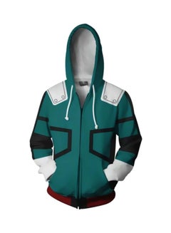 Buy Hoodie Sweatshirt Green/White/Black in UAE