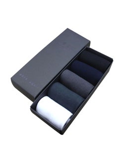 Buy 5-Piece Formal Cotton Socks White/Black/Blue in UAE