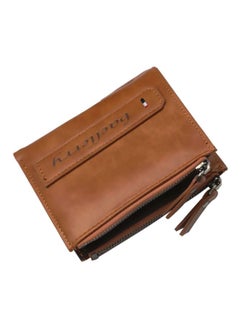 Buy Double Zipper Leather Wallet Brown in Saudi Arabia