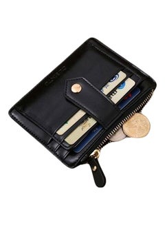 Buy Leather Wallet With Zipper Black in Saudi Arabia